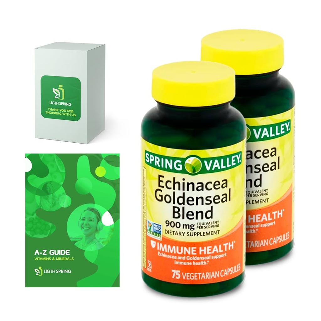 Echinacea Goldenseal Blend Dietary Supplement, 900 mg, 75 Ct Bundle eksklusiivsete vitamiinide ja mineraalidega A kuni Z - Better Ligth&Spring Guide@ (3 üksust)