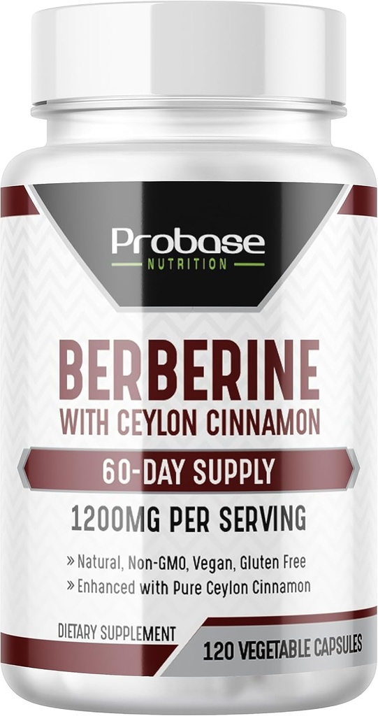 Probase Toitumine Berberiin Kaneeliekstraktiga - Gluteenivaba ja vegan - 120 kapslit - 1200 mg ühe serveerimise kohta