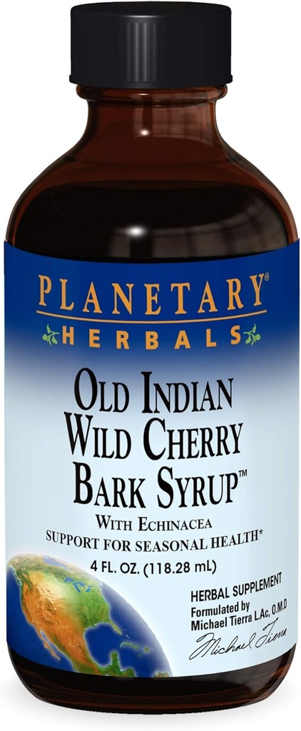 Planetaarsed taimed Vana India metsik kirsi koore siirup Echinacea - Natural - 4 oz