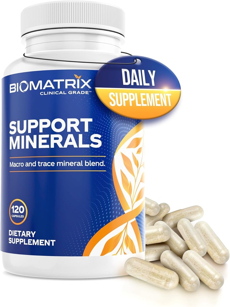 BioMatrix Mineral Supplement meestele ja naistele, kelaaditud mineraalid | rauavaba, kaltsium, magneesium, vask, tsink, D-vitamiin, jood | Veggie kapslid, 30-päevane pakkumine