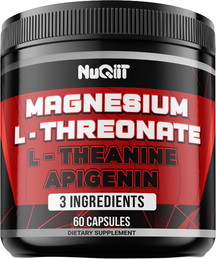 Magnesium L-Threonate, L-Theanine, Apigenin Supplement - 60 Capsules - Impressive Benefits for Concentration, Comfortable Mind & Brain Health - 10% Elemental Magnesium