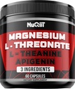 Magneesium L-treonaat, L-teaniin, apigeniini lisand - 60 kapslit - muljetavaldav kasu kontsentratsiooni, mugava meele ja aju tervisele - 10% elementaarmagneesium