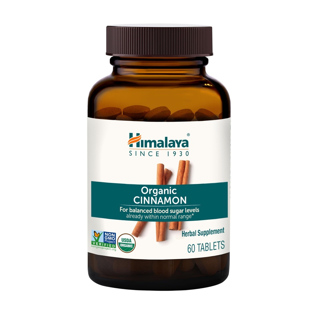 Himaalaja orgaaniline kaneel, 30 päeva pakkumine - taimse glükoosi metabolismi tugi - USDA orgaaniline, mitte-GMO, vegan, gluteenivaba, 1100 mg, 60 tabletti