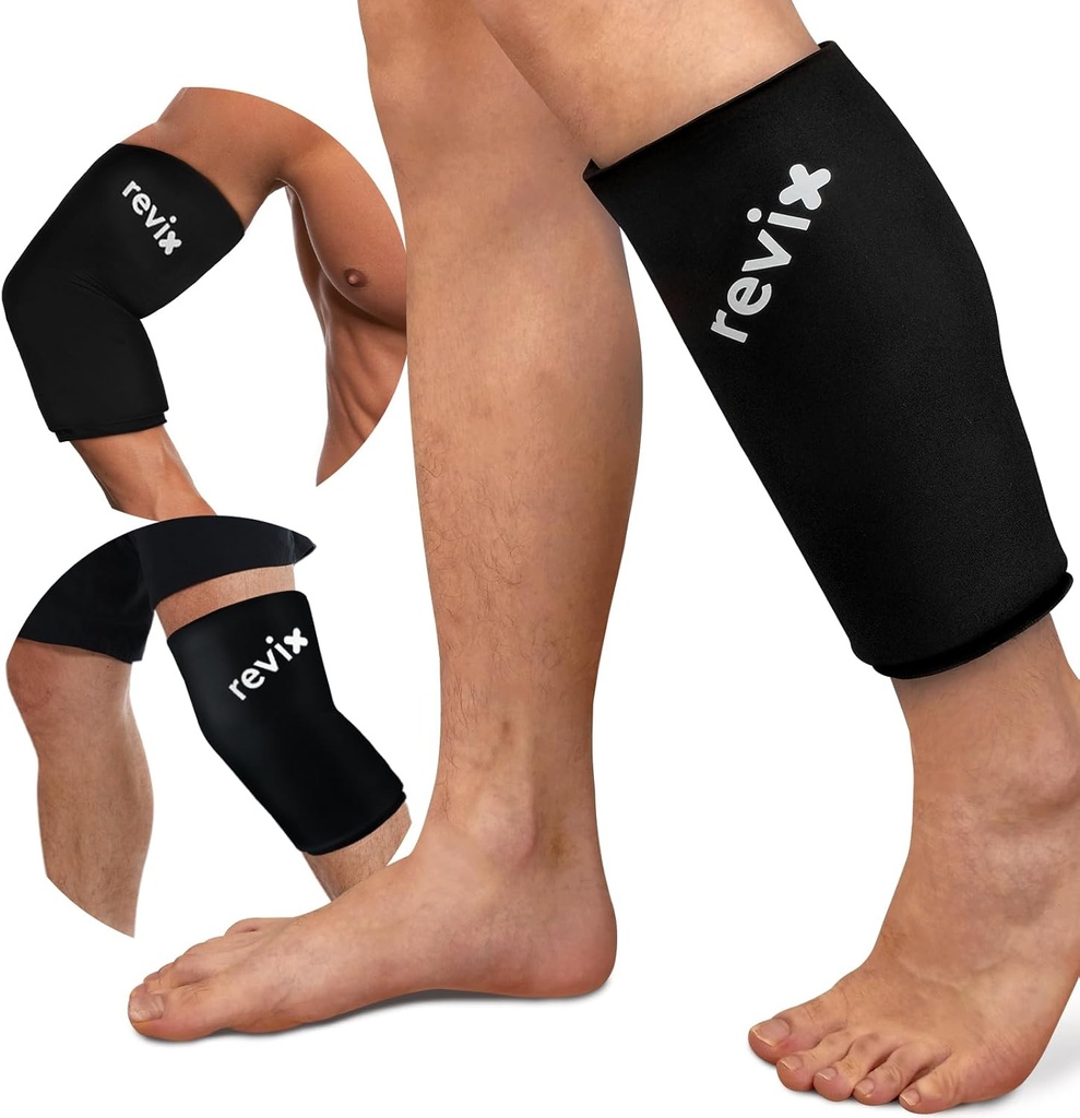 REVIX XL Shin Splints Jääümbris, Vasikajääpakendid vigastuste taaskasutatavad, Põlve, Käte & Küünarnukk, Alamjalg Kompressioon Varruka Külm pakend leevendab luukahjustusi ja jooksvat taastumist, 360° katvus