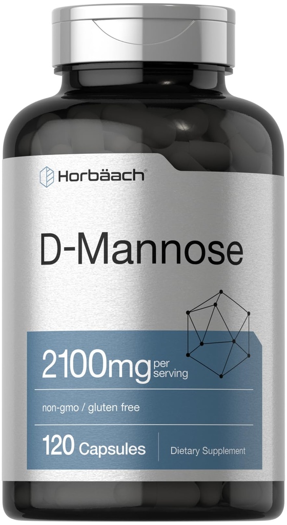 Horbäach D- Mannose | 2100mg | 120 kapslit | Suurim tugevus | Mitte-GMO & Gluteenivaba toidulisand