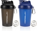 2 Pack Shaker pudelid valgusegud, 17 oz väike valgu Shaker pudel käepidemega, jõusaali Shaker Cup koos segamispalliga eeltreeninguks, BPA-vaba ja nõudepesumasina ohutu (must, sinine)