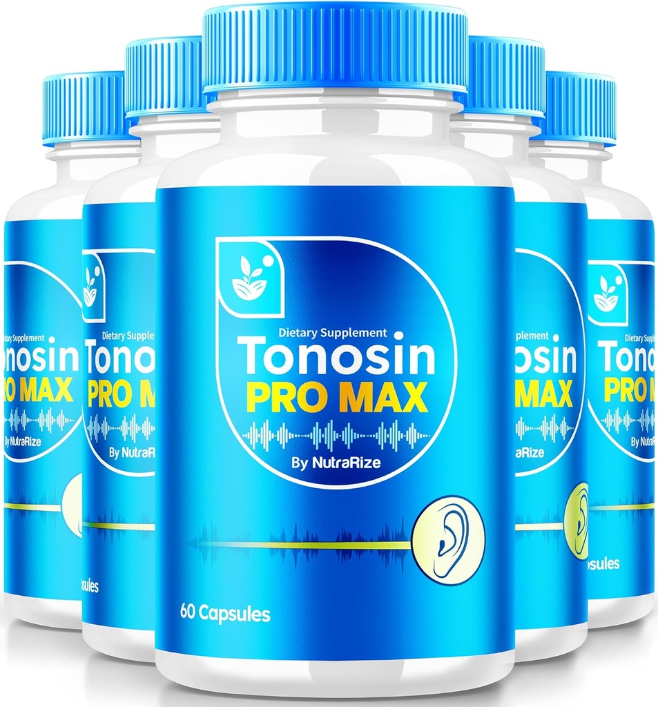 NutraRize (5 Pack) Tonosin Pro Max kapslid, ametlik kõrva tervise valem, loomulik täiendus sisemise kõrva tervise edendamiseks, Premium kuulmise tugi, TonosinProMax arvustused (300 kapslit)