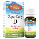 Carlson - Super Daily D3, D-vitamiini tilgad, 1000 RÜ (25 mikrogrammi) tilga kohta, 1-aastane pakkumine, D3-vitamiini vedelik, süda ja immuuntervis, taimetoitlane, vedel D3-vitamiin tilgad, maitsestamata, 365 tilka