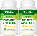 Probiootikumid naistele Mehed - 300 miljardit CFU, 24 tüve probiootikumid + 15 Orgaanilised maitsetaimed Prebiootikumid Blend, Pre ja probiootikumid, seedetrakti tervise, immuunsuse ja soolestiku, kõhulahtisuse, puhituse, vegani, 4 kuu pakkumine