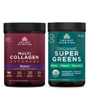Ancient Nutrition Multi Collagen Advanced Powder Cleanse & Detox, Maitsestamata, 36 Servings + Organic SuperGreens Powder, Rohelised Maitse, 25 Servings