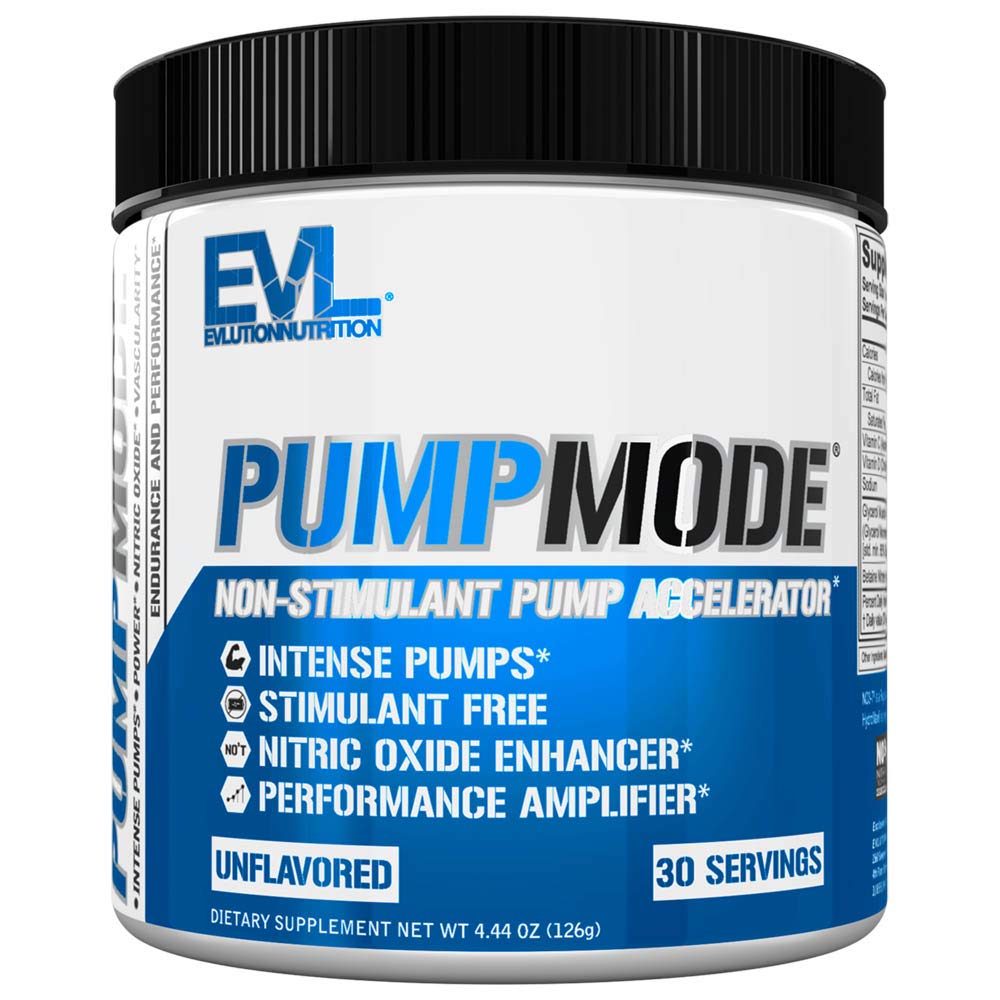 EVL PumpMode Lämmastikoksiidi Täiendus - Lämmastikoksiidi Booster Pump Pre Treening Pulber Glütserooli ja Betaiini lihaste taastamise kasvu ja vastupidavust - Stim Free Pre Treening Jook (maitsestamata)