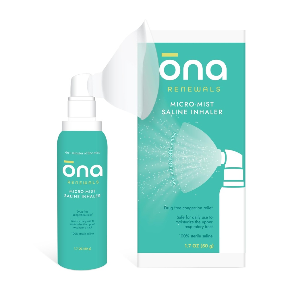 ONA uuendab soolase mikro-Mist nina inhalaatorit, täiskasvanute ummikute leevendamist, külma ja grippi, allergiat, sinus Relief, lõhnata, 1.7oz