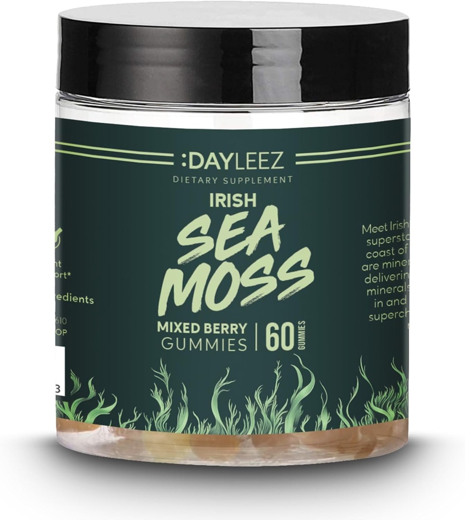 Iiri mere sammalkummid - looduslik immuunsuse tugi ja seedetrakti tervis - vegan, GMO-vaba, gluteenivaba - 60 Count - Premium Sea Moss Supplement for Energy & Well