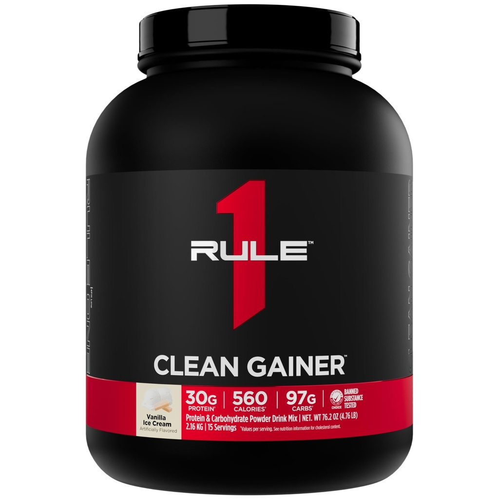 Reegel 1 Clean Gainer - kõrge valgusisaldusega Lean Gain valem 560 kalorit, 30 g täisspektri valku, üle 90 g süsivesikuid, alla 6 g rasva (15 serveerimist, Vanilla jääkreemi)
