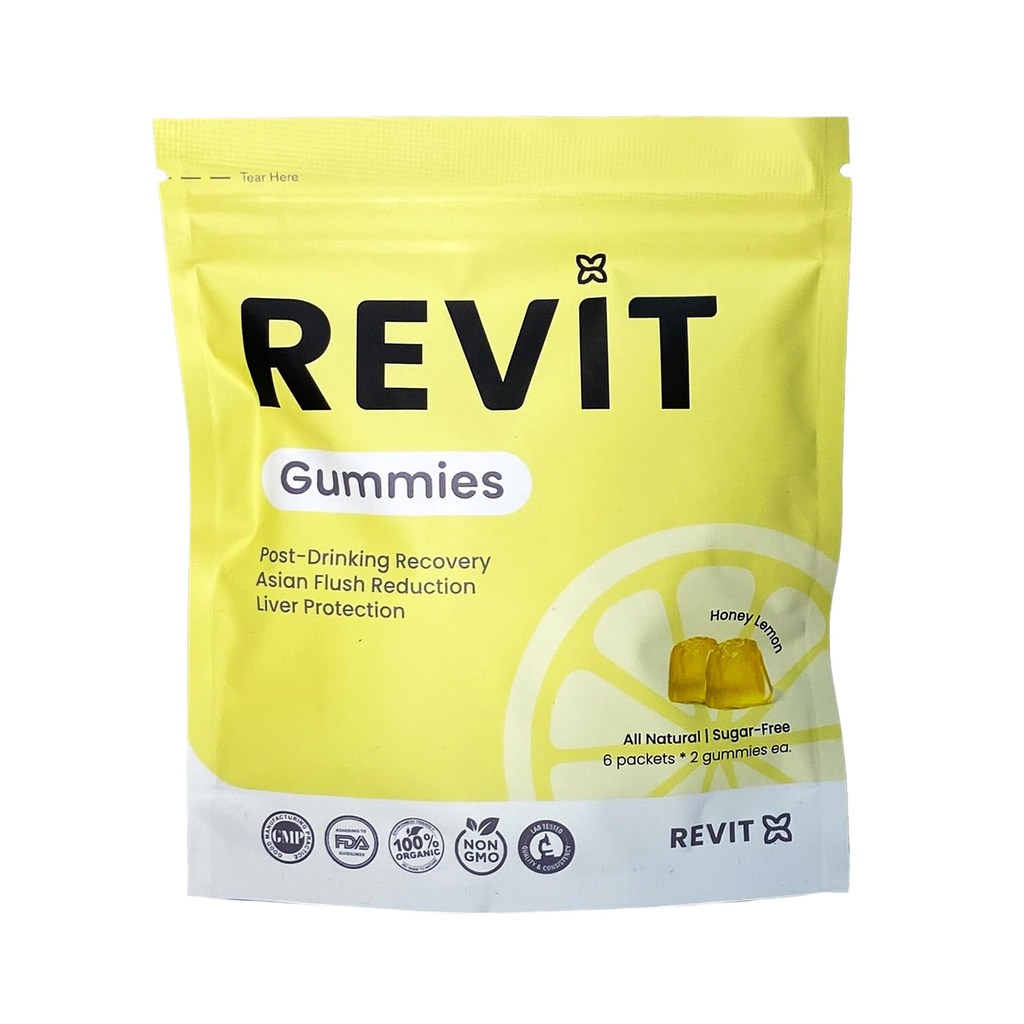 REVIT - auhinnatud joomisjärgne taastumiskumm | Maksatoetus ja taastumine | DHM + kurkumiin + ingver + vitamiinid + antioksüdandid | All-Natural | Vegetarian | Non GMO