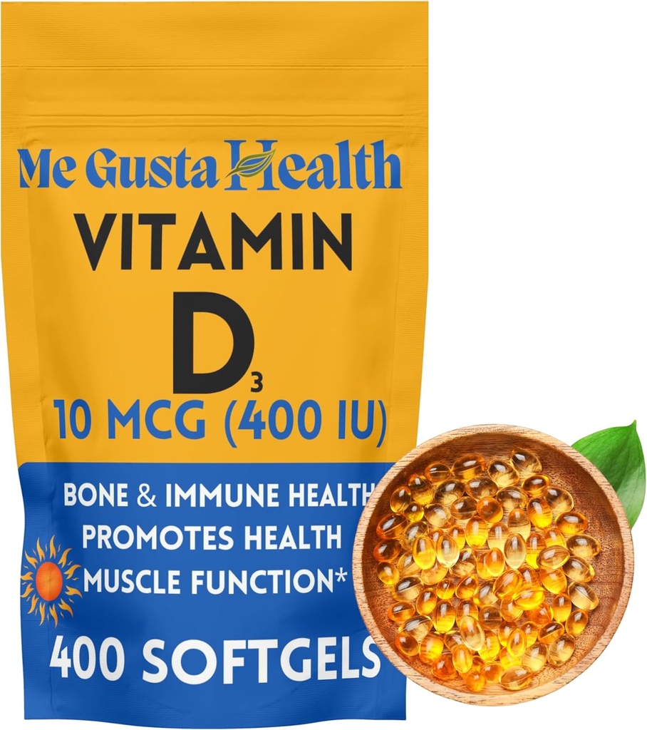 D3 10 mcg (400 IU) 400 softgels | D3-vitamiini lisand | D3-vitamiini softgels | kaltsiumi imendumise jaoks oluline | toidulisand luude, hammaste, lihaste ja immuunsüsteemi tervise toetamiseks