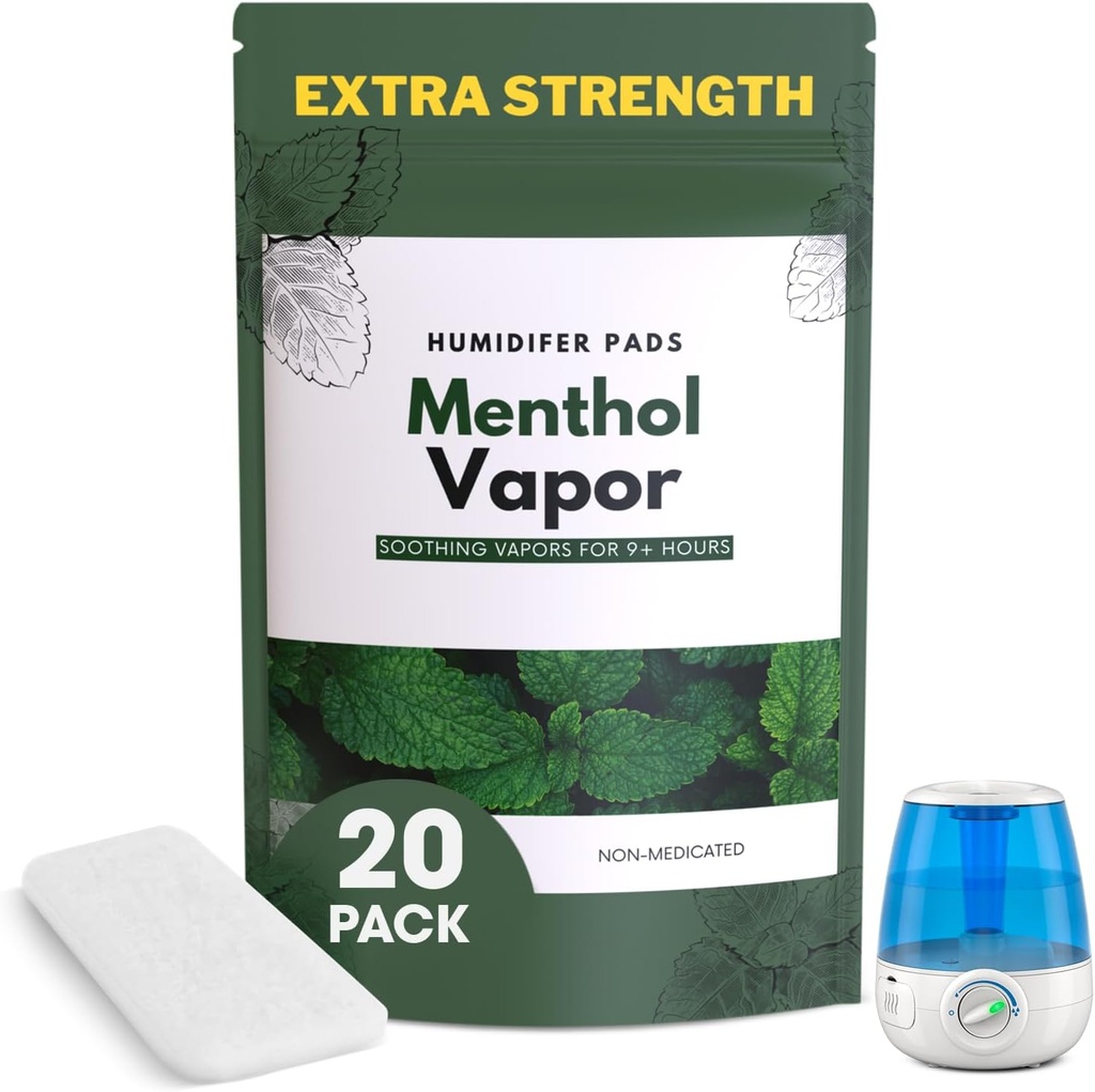 Täiendav tugevus [20 Pack] Mentool Eukalüpti niiskuspadjad - universaalsed aurupadjad kõigile Vks, Crane, muud mudelid - Vapopadi asendamine - looduslikud veetud aurustid Pads - Külm / Flu sümptomid