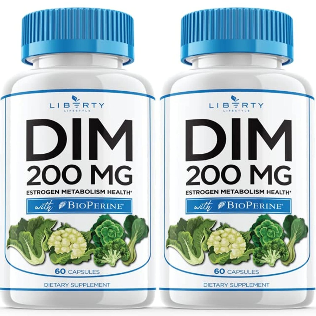 DIM Supplement 200mg - DIM Diindolüülmetaan Plus BioPerine - östrogeeni tasakaal, hormooni menopausi leevendamine, akne ravi, vegan - 120 loend