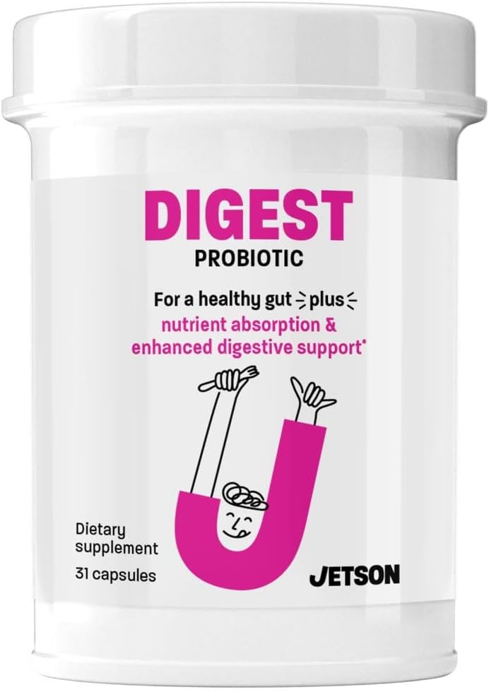Jetson Digest - Seedimine Ja Immuunsüsteemi Toetamine Probiootiline Formulatsioon - Edendab Regulaarset Soole Liikumist, Parandab Seedimist Ja Puhumist, Toetab Immuunsust - Gluteenivaba, Taimetoitlane, Mitte-GMO (31 Count)