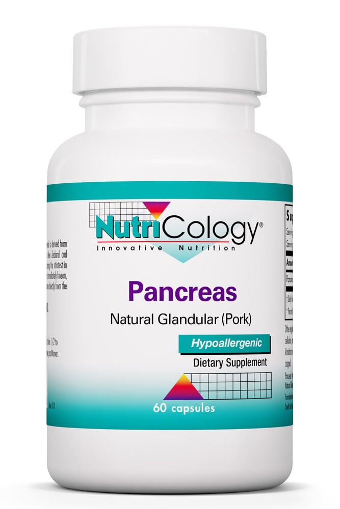 Nutrikoloogia Pankreas sealiha 425mg täiendus - pankreas looduslik näärme, pankrease ensüümid, amülaas, proteaas, lipaas, hüpoallergeenne - 60 loend