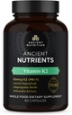 Ancient Nutrition Vitamiin K2 täiendus, K2-90mcg K2, Adaptogeensed maitsetaimed, aktiveeritud ensüüm, toetab kardiovaskulaarset funktsiooni, Paleo & Keto Friendly, 60 kapslit