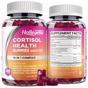 Kortisooli täiendused naistele meestele, kortisoolikummid koos ashwagandhaga, magneesium, L-teaniin, fosfatidüülseriin, B6 kortisooli detox, lõdvestumine, uni, fookus, suhkruvaba, vegan, 120