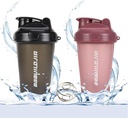 2 PACK Shaker Bottle hoiab kuni 17oz, Segamine Ball Whisk, Portable Pre Workout Protein Drink Cup, Segud Kokteilid Smoothies Shakes, BPA Free & Nõudepesumasin Safe Black/Pink