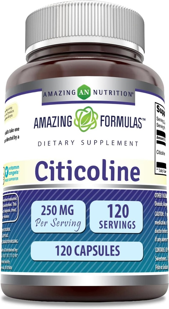 Amazing Formulas Citicoline 250 mg | Capsules Supplement | Non-GMO | Gluten Free | Made in USA (120 Count)