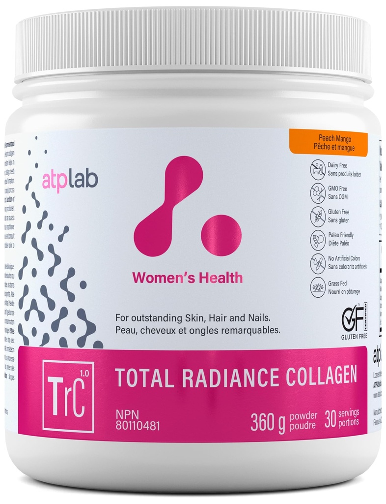 ATP LAB Total Radiance Collagen - Virsik Mango Maitse, 360 g - kollageenpeptiidide pulber naistele - hüdrolüüsitud kollageeni valgu lisand biotiiniga