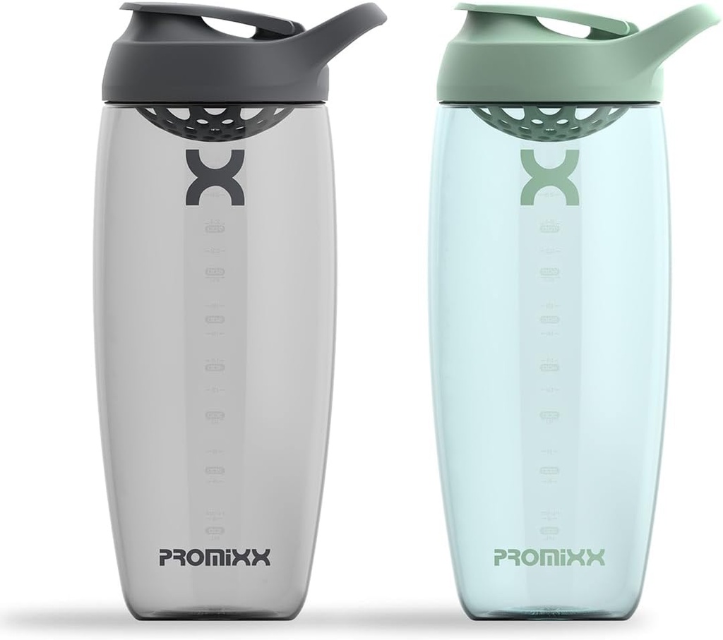 Promixx Pursuit Protein Shaker Bottle (32 oz) – Silent No-Ball Mixer, Leak-Proof Lid, BPA/BPS & Phtalaat-Free ECOZEN – Easy- Clean Shaker Cup for Protein Shakes, Pre & Post-Workout Smoothies
