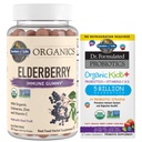 Eluaed Orgaanika Elderberry Gummies täiskasvanutele ja lastele - Immune Support Supplement & Dr. Formulated Probiootikumid Organic Kids + Plus C & D-vitamiin - Berry Cherry