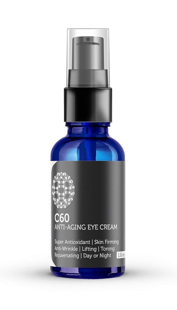 C60 Anti-Aging Eye Cream 30 ml koos Matrixyl 3000, Tripeptide-5, hüdrateeriv botaaniline hüaluroonhape ja C-vitamiin meestele ja naistele valmistatud orgaanilistest koostisosadest