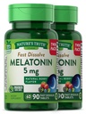 Looduse tõde Melatoniin 5 mg | 180 Kiiresti lahustuvat tabletti (2 X 90 kaksikpakendit) | Looduslik marjamaitse | Taimetoitlane, mitte-GMO, gluteenivaba lisand