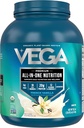 Vega Orgaaniline All-in-One Vegan Valk Pulber Prantsuse Vanilla (43 Servings) Superfood Koostisosad, Vitamiinid immuunsuse toetamiseks, Keto Sõbralik, Peaproteiin Naistele ja Meestele, 3,10 lbs(Pakk 6)