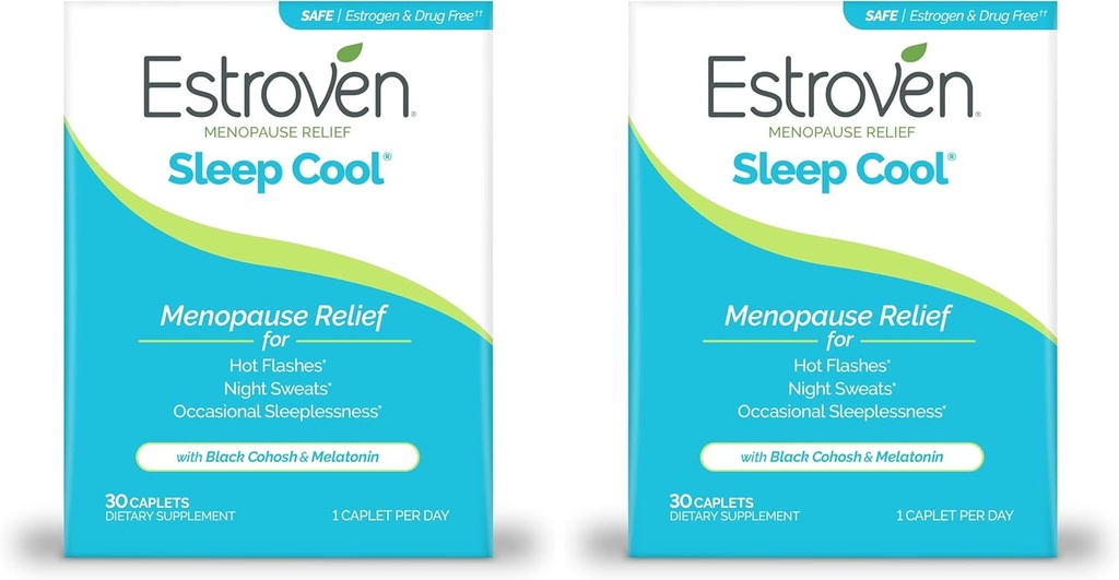 Estroven Sleep Cool for Menopause Relief, 30 Ct, Sleep Support Supplement kliiniliselt tõestatud koostisosad, et leevendada menopausi sümptomid pluss öine higi ja kuuma välgu leevendust, narkootikumidevaba ja gluteenivaba