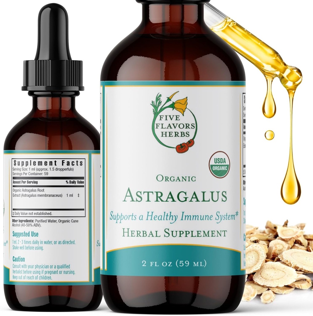 Astragalus Tinktuur - Immuunsüsteemi tugi, hingamisteede tugi, seedetrakti tugi, Maca, Taimne täiendus - 2 Fl Oz