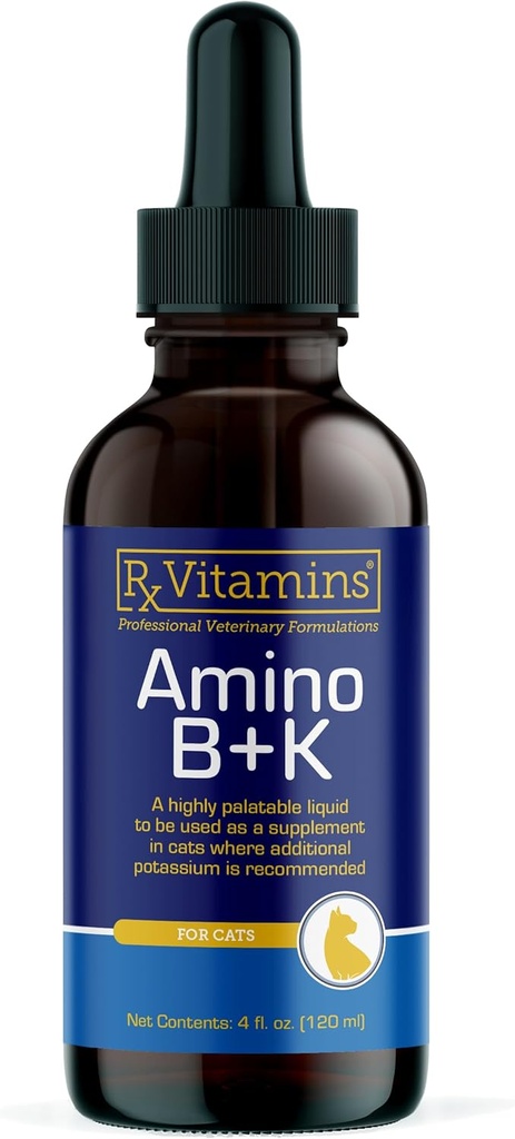 Rx Vitamiinid Amino B + K - Kassi B-vitamiin ja kaaliumilisand kassidele - koos Aminohapetega Tauriini ja Lüsiiniga - Kasside Neerude Toetus Ja Immuuntoetus - Maks & Bacon 4oz