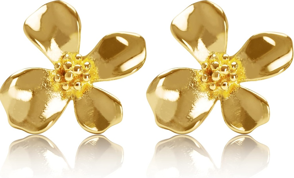 14K kullatud 925 Sterling Silver Flower Lily Stud Earrings