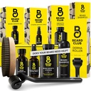 The Beard Club Advanced Beard Growth Kit - Derma Roller, Growth Oil, Vitamiinid ja Vitamiin Spray, Šampoon ja Boar Bristle Brush - Gift Set - Cedar