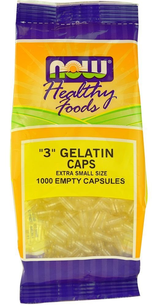 NOW Foods - želatiin Tühjade kapslite 3 suurus (eriti väike suurus) - 1000 gelcaps