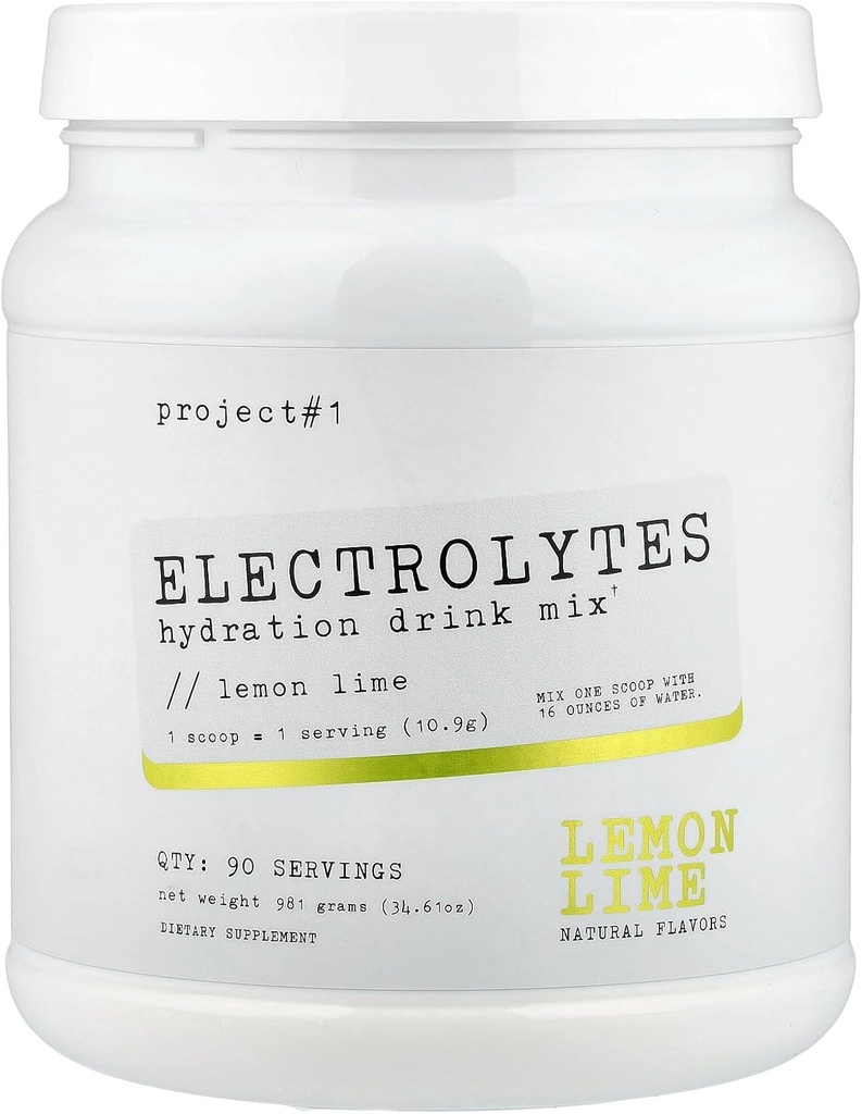 Projekt #1 Elektrolüütide Joogi Segu - Sidrunlubja Maitse - Tõhustatud Hüdratsioon Kaalium & Kookosvesi - Madala Kaloriga, Kõrgjõudlusega Elektrolüütide Pulber Fitness & Kestvus - 90 Servings