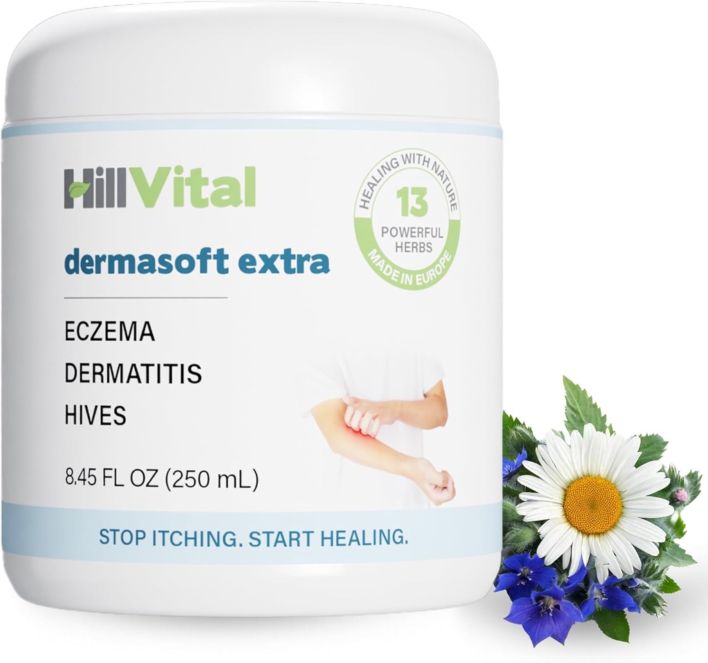 HillVital ekseemi kreem lastele - täiskasvanute niisutaja, taimsete beebide ekseemi leevendamine, süsikareljeefide ravi, süsikavastane lotion ja seborrheiline dermatiit Balm 8,5 fl oz