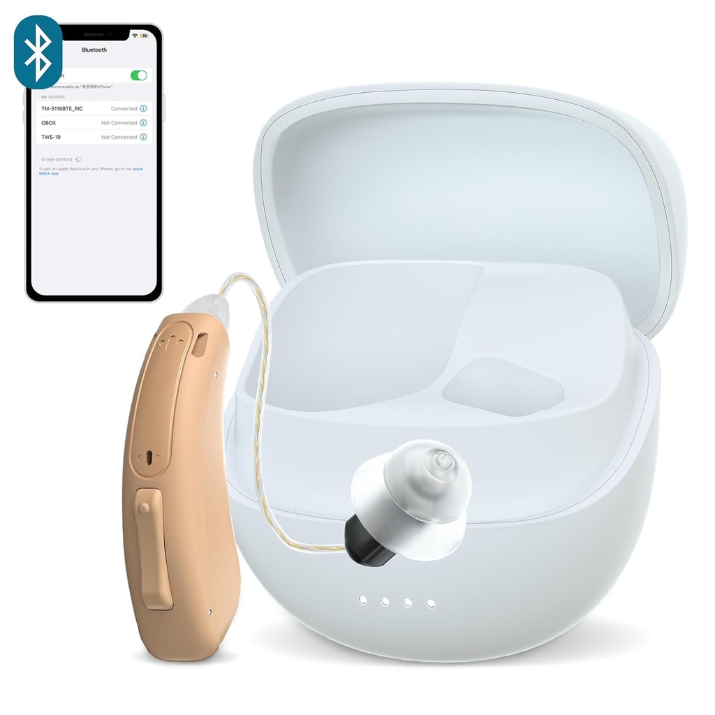CUSTOM FIT Digital Over-The-Counter Rechargeable Tinnitus Masking Premium Kuulmisabi lahendus täiskasvanutele, Peaaegu nähtamatu Bluetooth Call Enabled, Auto-On, 1pc Left Side