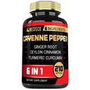 6in1 Cayenne Pepper Extract kapslid orgaaniline kurkumiini juur, must pipar, ja rohkem - toetada seedesüsteemi, südame tervise, immuunsuse funktsiooni - 210 kapslit