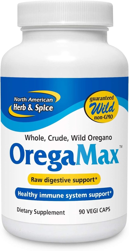 PÕHJA-AMEERIKA HERB & SPICE OregaMax - 90 Vegi Caps - Pakend 3 - Tervislik Seedetrakti Ja Immuunsüsteemi Toetus - Oreganol P73 Oregano Õlilisandiga Küüslauk & Sibul - Non-GMO - 270 Kokku Servings