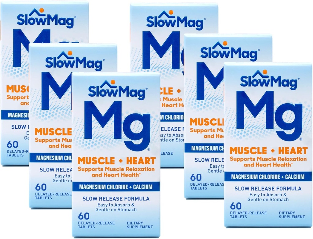 Aeglane mag Magneesiumkloriid ja kaltsium, 60 tabletti iga (väärtuse pakett 6)