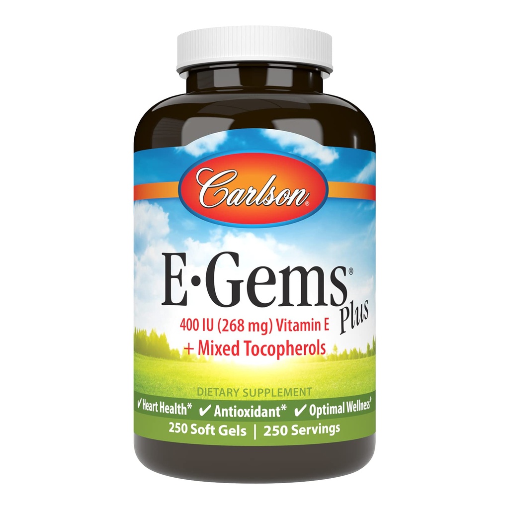 Carlson - E-Gems Plus, looduslik vitamiin E 400 RÜ, toetab tervislikku südant, 250 pehmet geeli
