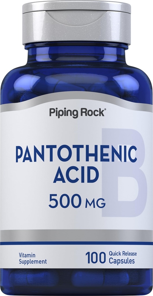 Piping Rock Pantoteenhape 500mg | 100 kapslit | nagu kaltsium d-Pantothenaat | Mitte-GMO, Gluteenivaba toidulisand