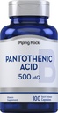 Piping Rock Pantoteenhape 500mg | 100 kapslit | nagu kaltsium d-Pantothenaat | Mitte-GMO, Gluteenivaba toidulisand